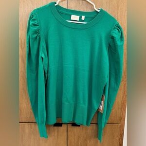 ⛱️🔥Cyrus - Emerald Green Puff Sleeve Knit Sweater - L